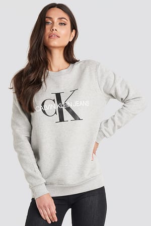 Buy Calvin Klein Monogram Logo Sweatshirt Light Grey Heather