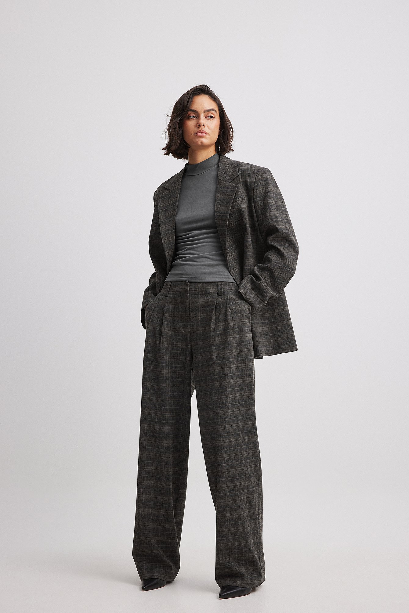 Suit trousers Skinny Fit - Dark grey/Checked - Men | H&M IN