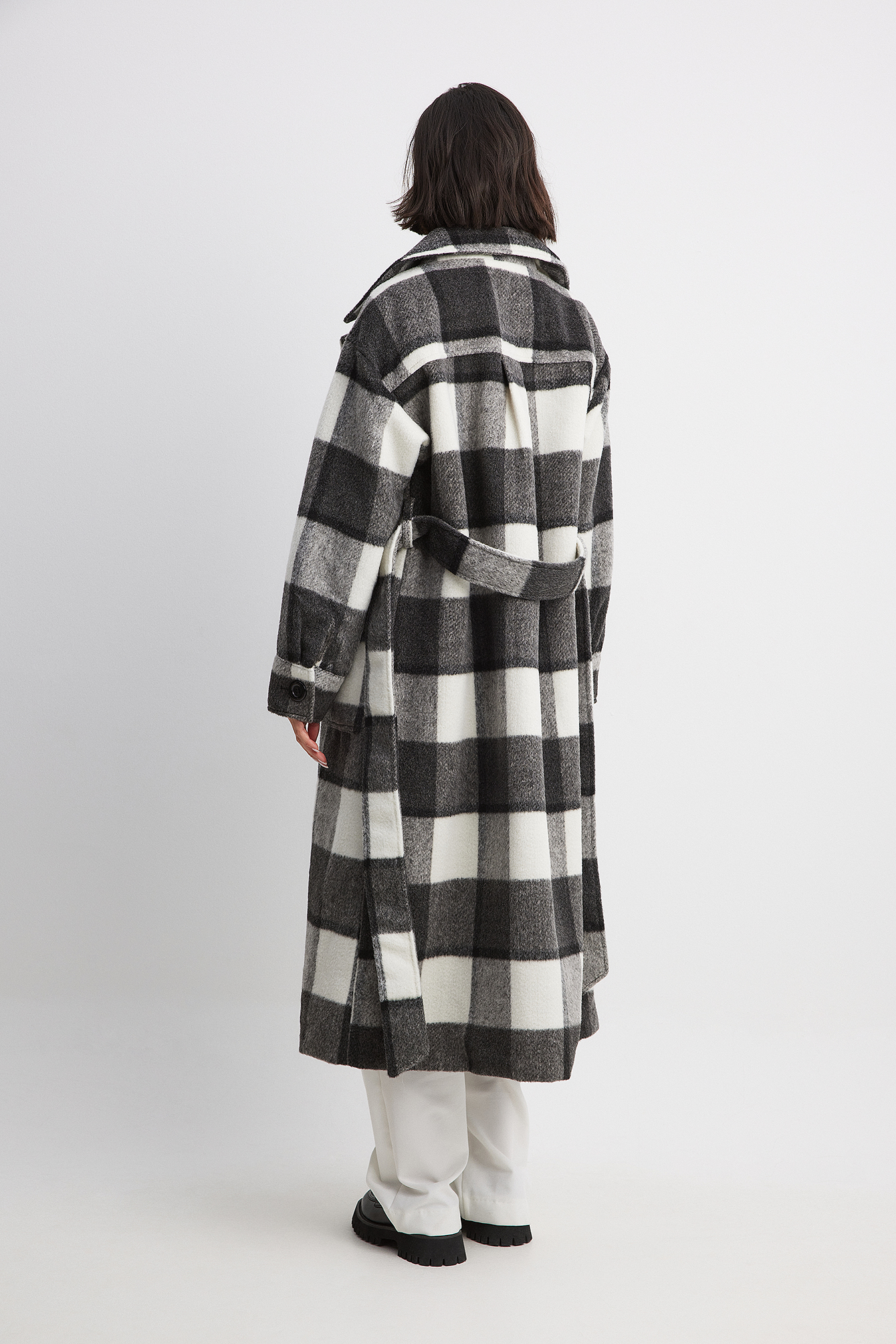 Checked Oversized Belted Coat