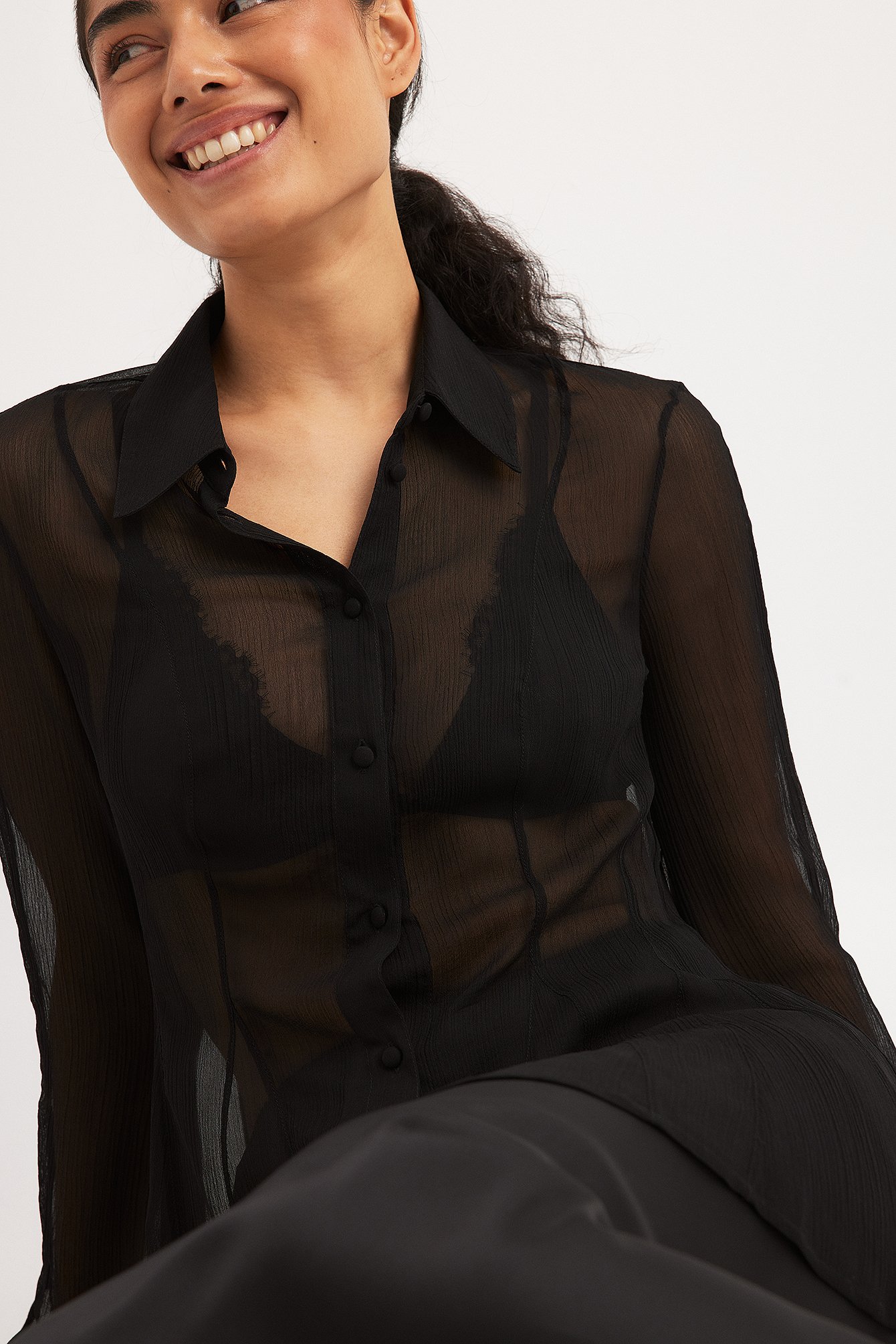 Black cheap chiffon blouse