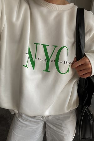 White/green Bluza z nadrukiem City