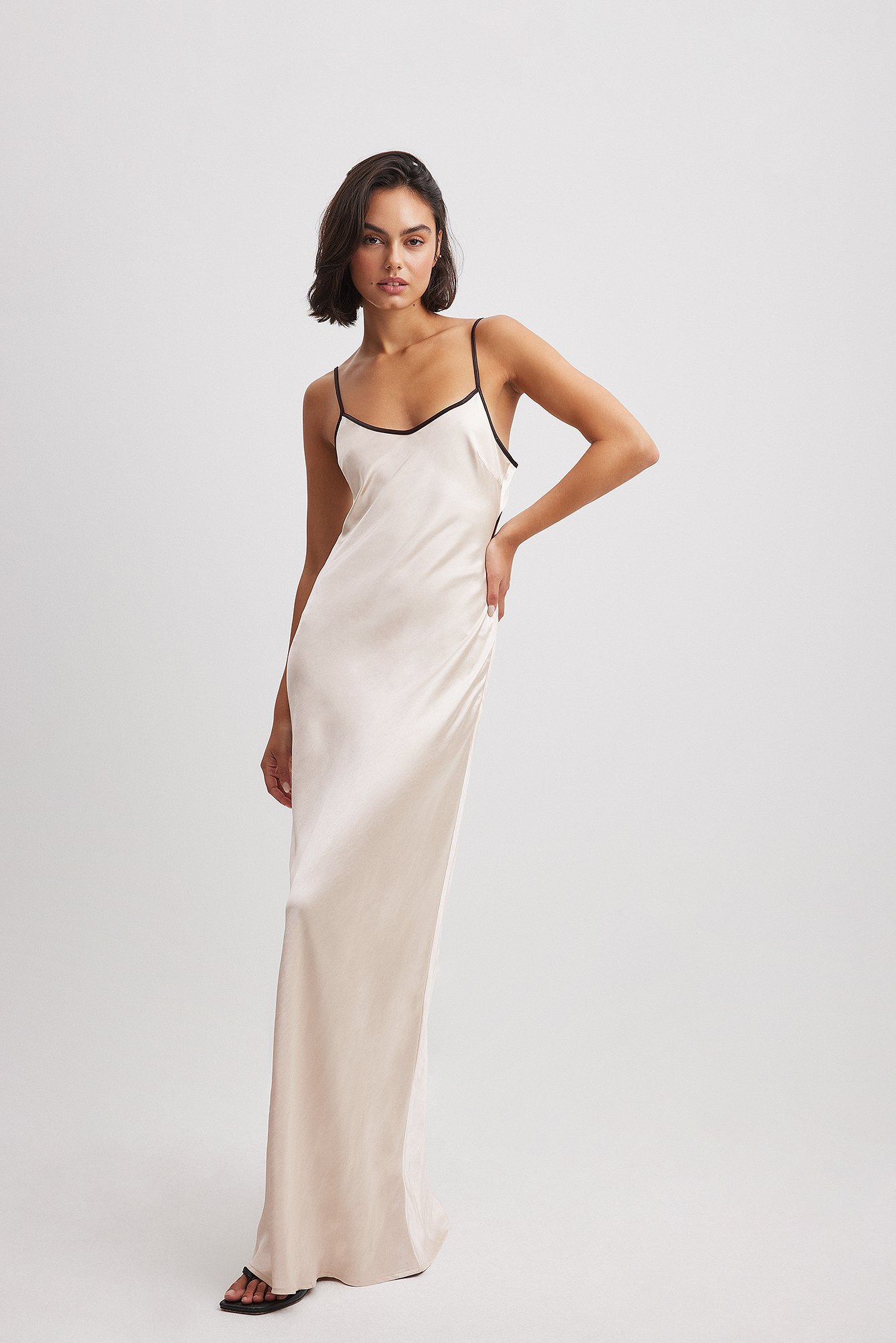 Cream satin hotsell slip dress