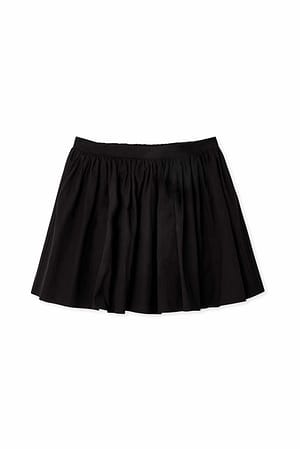 Black Cotton Mini Skirt