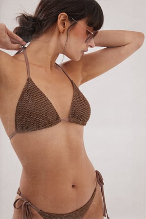 Brown Haut de bikini au crochet