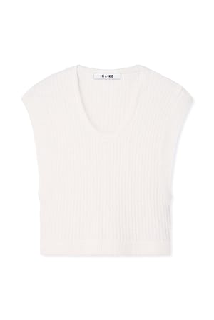 Off White Cropped Knitted Top