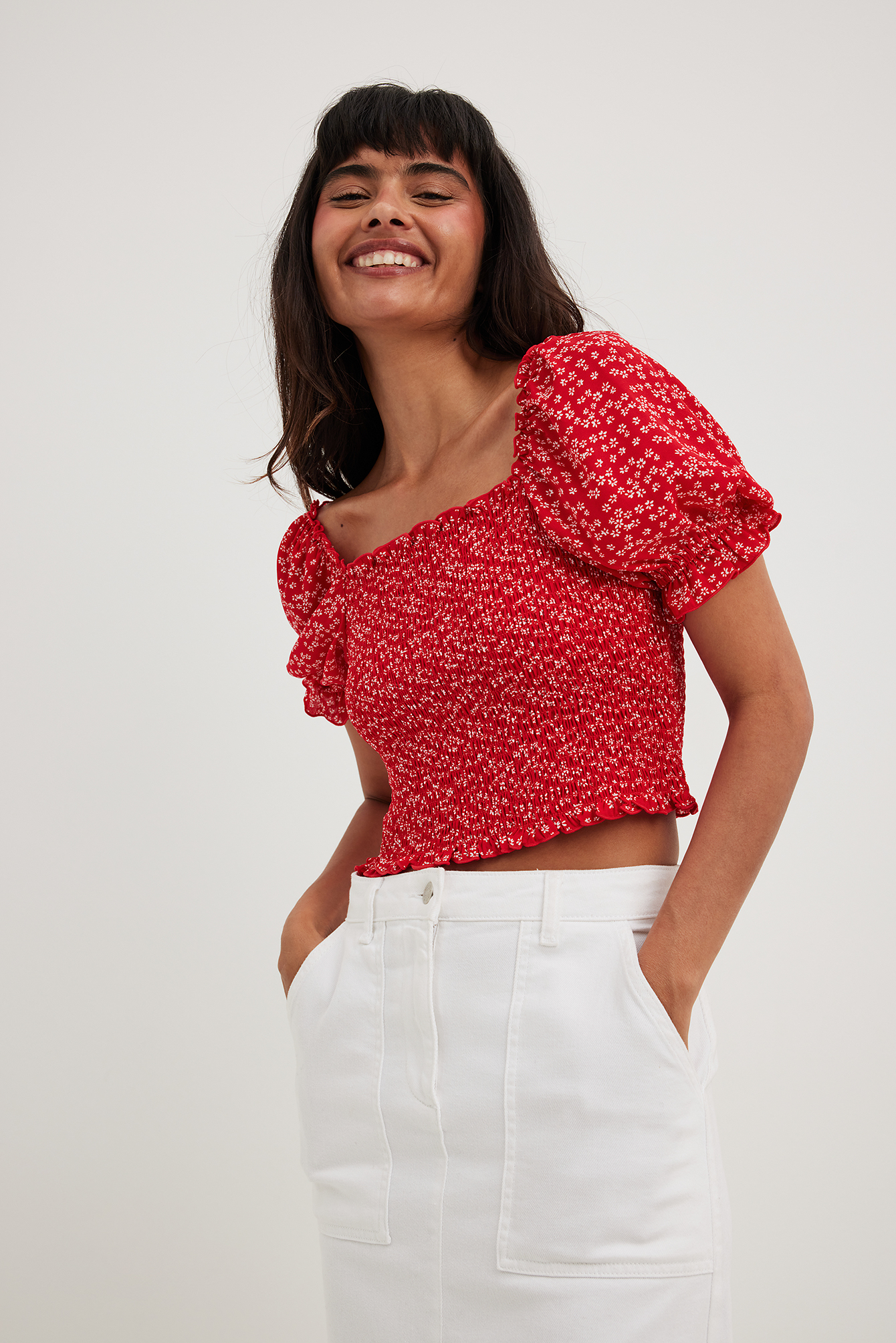 Shoshana Bianca floral top smocked with puff sleeves - Tops & blouses