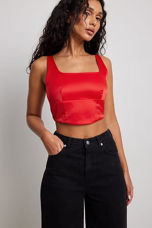 Free People Bright Red Tank Top - Scoop Neck Tank - Cropped Top - Lulus
