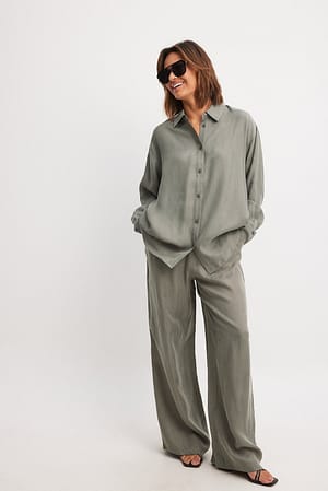 Grey Pantaloni in misto cupro con elastico in vita