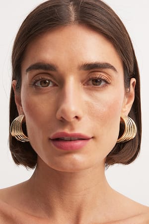Gold Curved Cluster Earrings