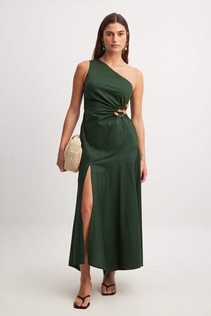 Dark Green Midi-jurk met uitsnede
