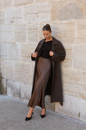 Brown Satijnen midirok