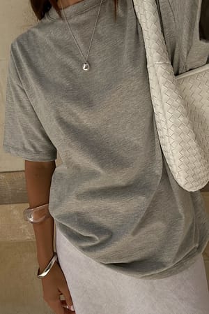 Grey Melange Luźny T-shirt