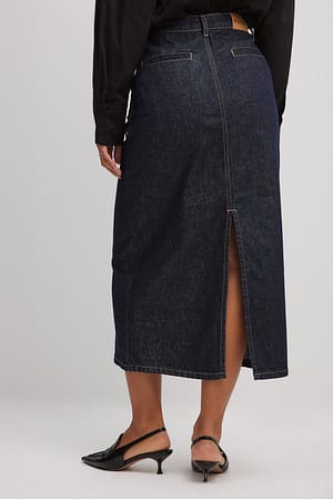 Denim Tailored Detail Maxi Skirt Blue | NA-KD