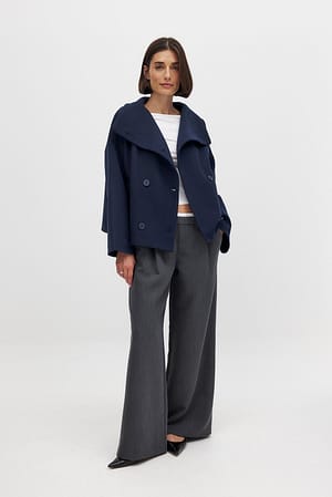 Navy Manteau court croisé