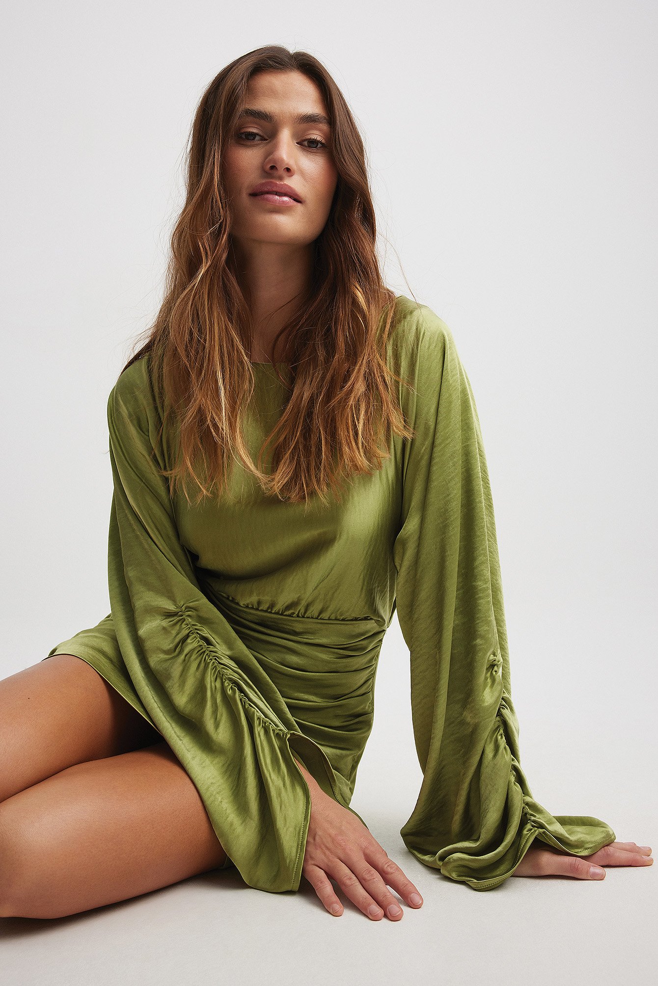 Green satin gown | Essentiel Antwerp United Kingdom