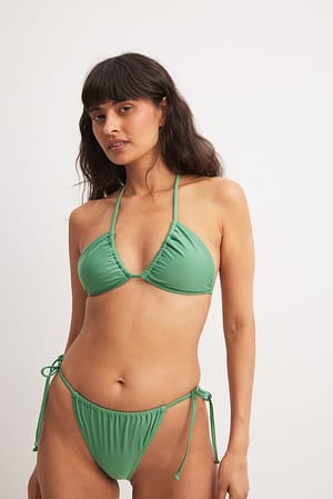 Green Drawstring Tie High Cut Bikini Panty