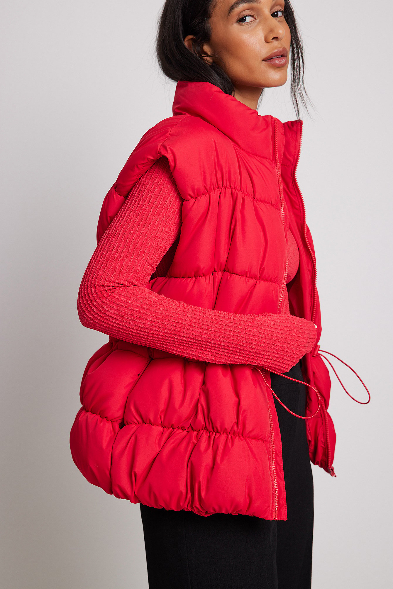 Drawstring Waist Puffer Vest