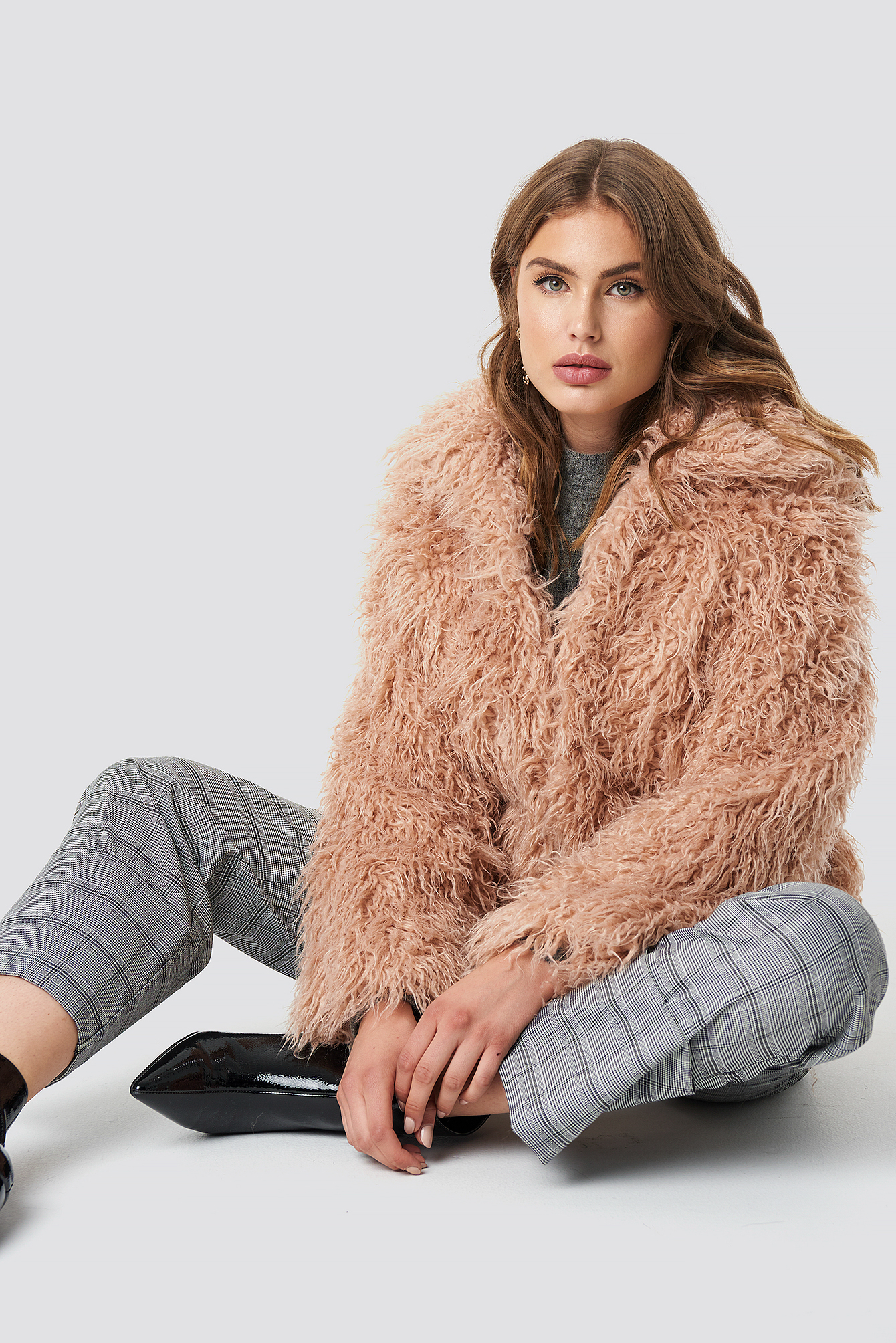 Pink short hotsell fur jacket