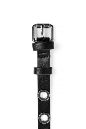 Black/Silver Eyelet Belt