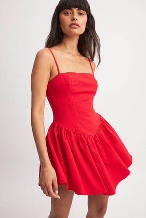 Red Mini-jurk met volants