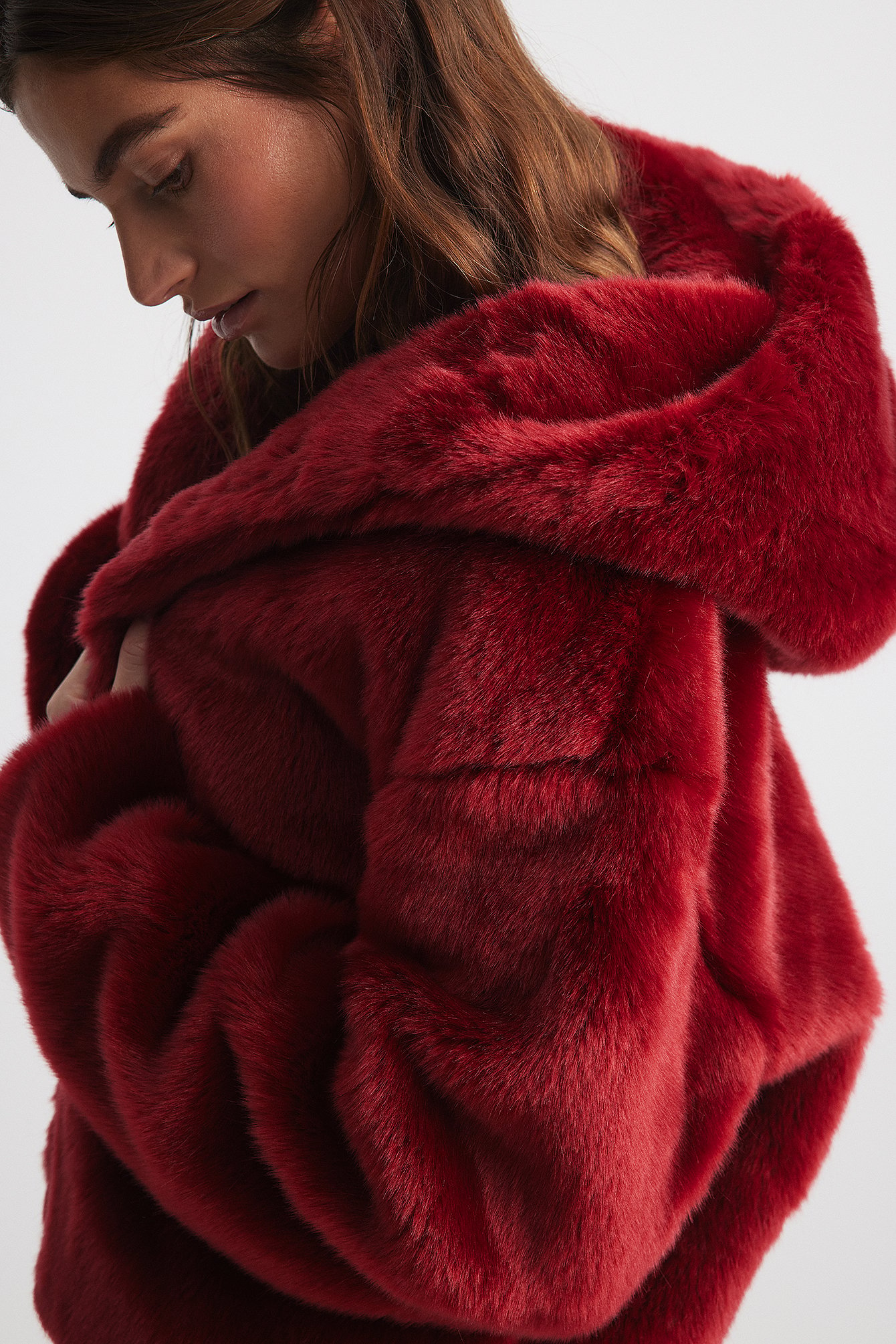 Jakke red fur on sale coat