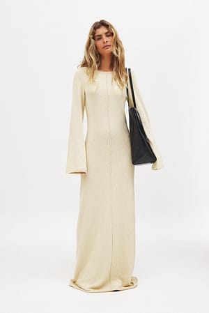 Beige Fine Knitted Maxi Dress