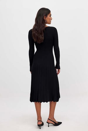 Black Abito midi in maglia fine