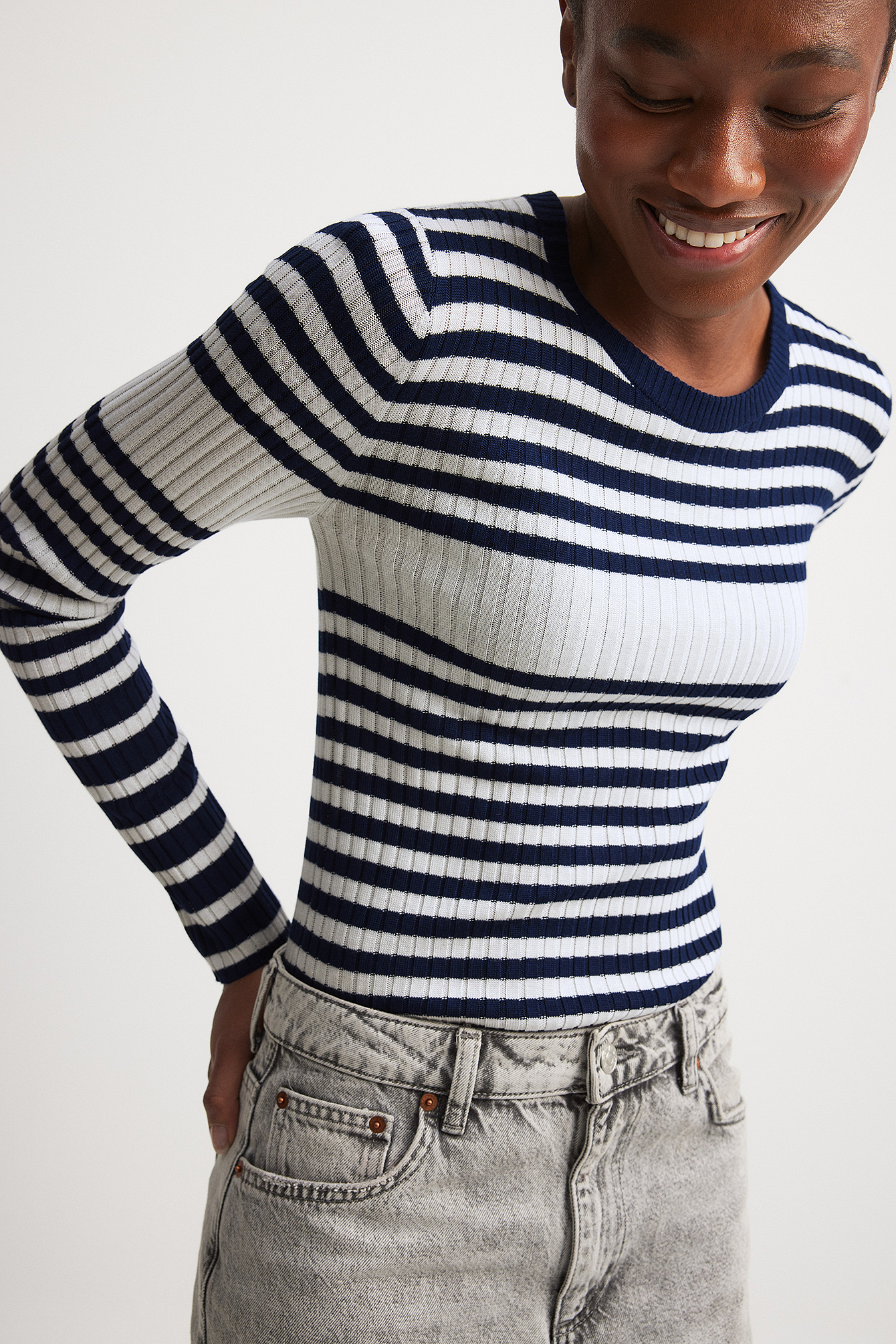 Striped long sleeve outlet sweater