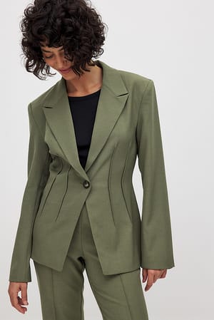 Olive Getailleerde blazer