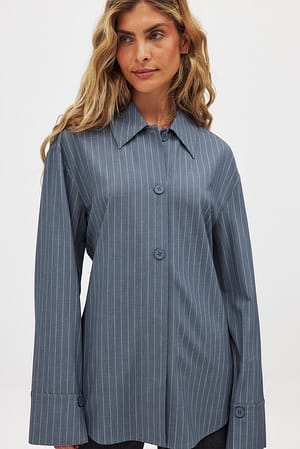 Light Grey Stripe Fitted Striped Shirt