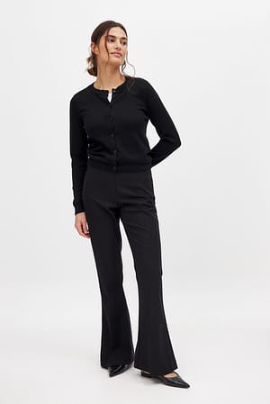 Black Flared Low Waist Pants