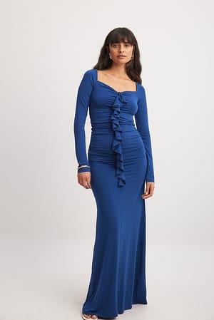 Blue Kleid mit Volantdetail