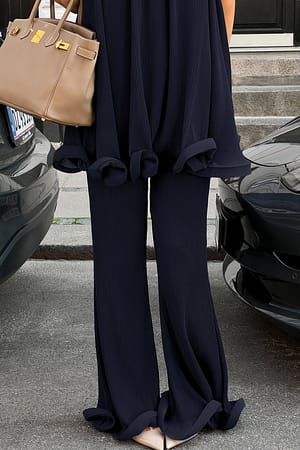 Dark Navy Hose mit Volant-Saum