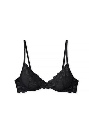 Black Flower Detail Lace Bra