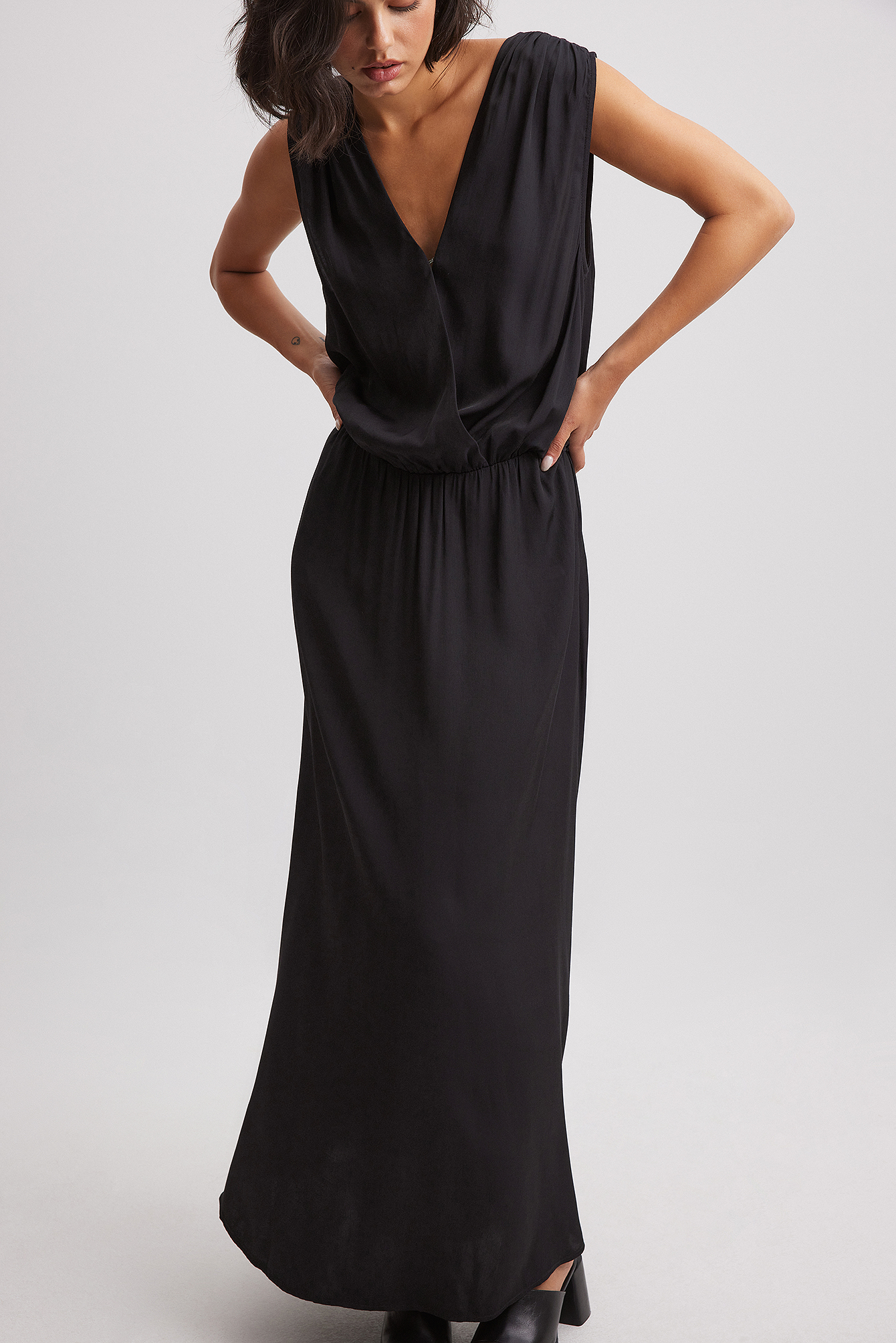 Black flowy cheap wrap dress