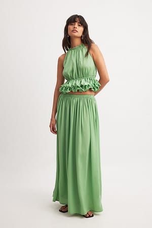 Green Flowy maxirok