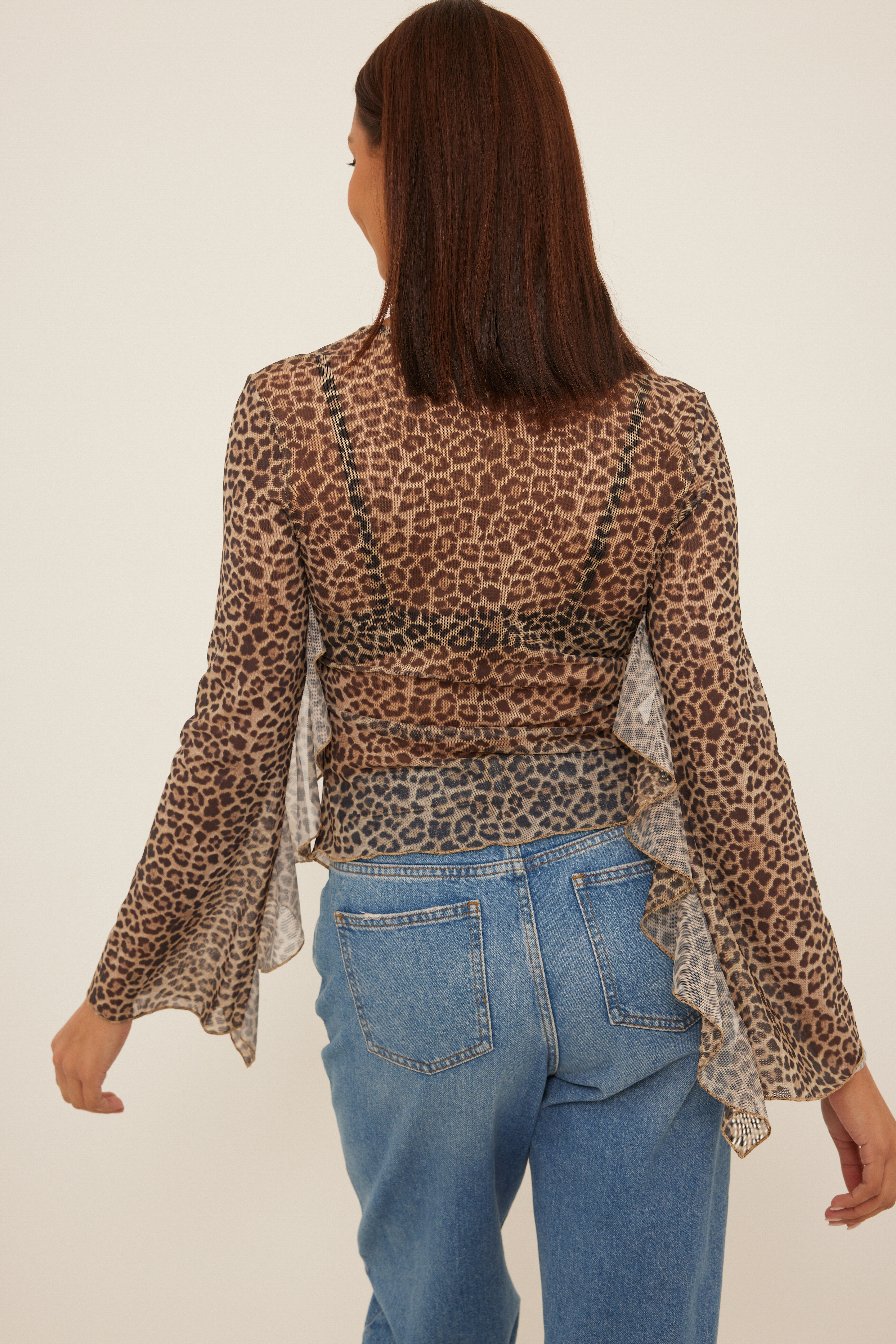 Frill Mesh Cardigan Leopard | NA-KD