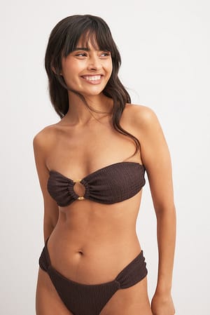 Brown Slip bikini con arricciatura