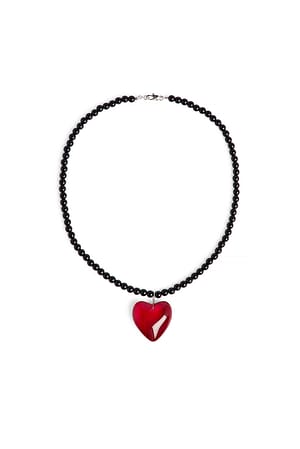 Red Glass Heart Pearl Necklace