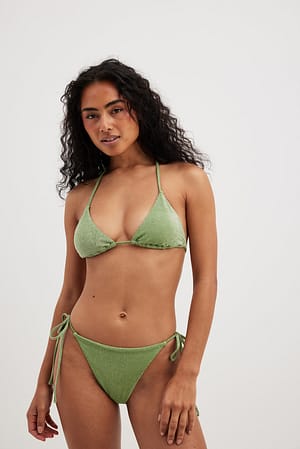 Green Braguita de bikini con tiras brillantes