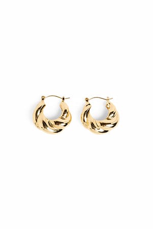 Gold Gold Plated Twisted Chubby Hoops