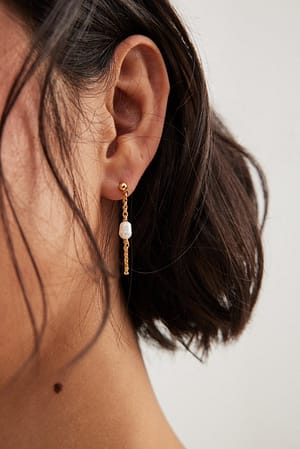 Gold Hængende øreringe med perler