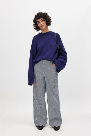 Stripe Pantalon rayé en tissu épais à taille mi-haute