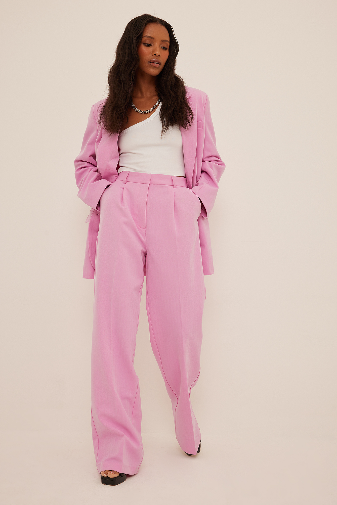 Designer Women Hot Pink Light Beige Blazer Flare Trousers Suit Occident  Pants C | eBay