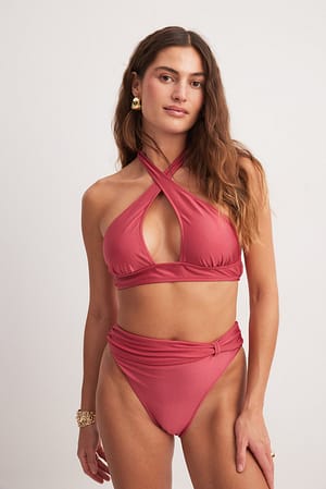 Dark Red Bikinitrosa med hög midja