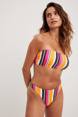 Stripe Print Braguita de bikini de tiro alto