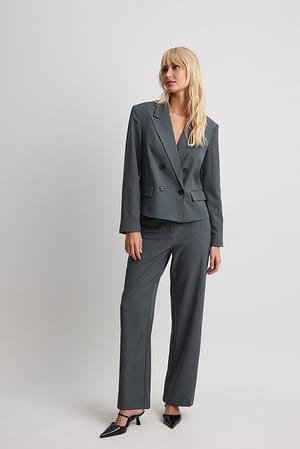 Dark Grey Tavalliset korkeavyötäröiset puvun housut