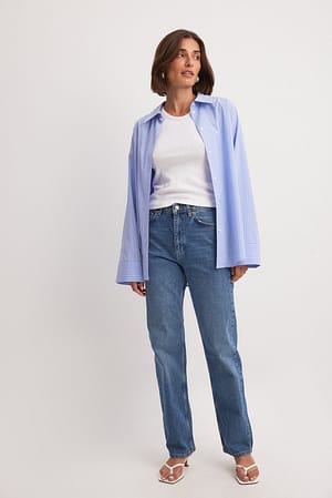 Mid Blue Rette jeans med høy midje