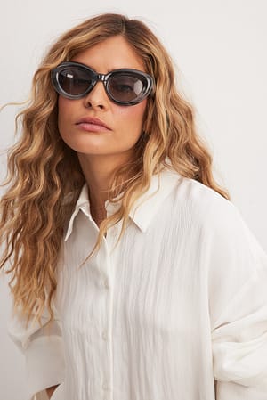 Grey Stone Inflated Cateye Sunglasses