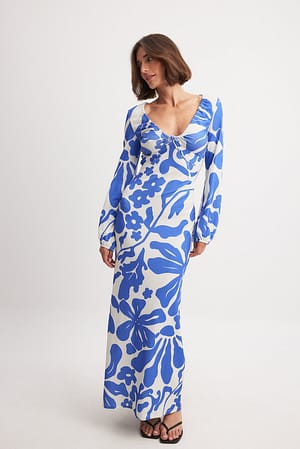 Blue Print Jersey midi-jurk met ballonmouwen